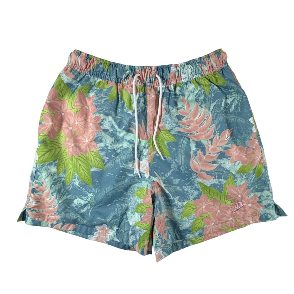 Nike Sportswear Mens Floral Tropical Swim Trunks Teal Pink Green Size Medium